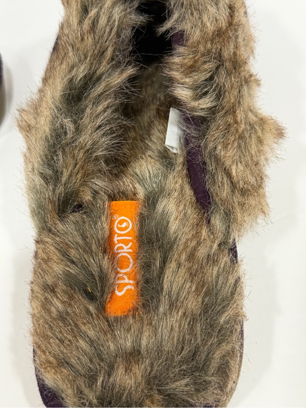 Sporto Jasmine 2 Purple Suede Faux Fur Clog Slippers Size XL (11-12)NWT - Picture 7 of 8